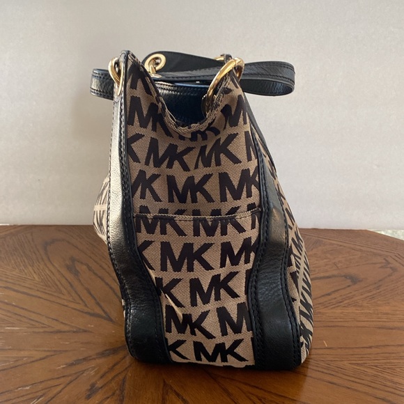 Michael Kors Brown and Black MK Logo Shoulder Bag - Picture 4 of 8